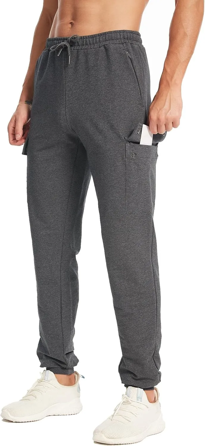 34/36 Inseam Sweatpants for Tall Men Extra Long Joggers Workout Pants with Zipper Pockets