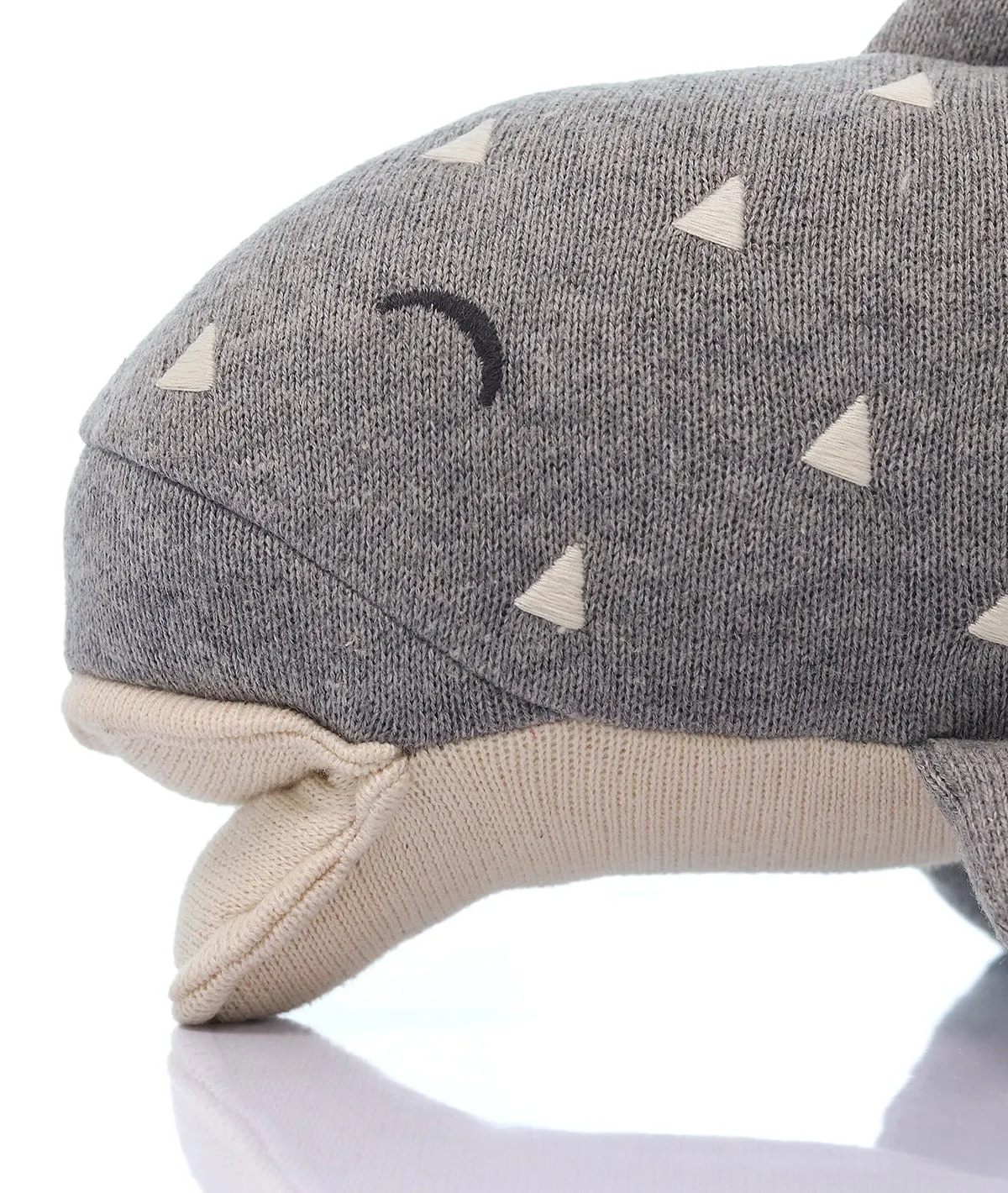 Baby Shark Cotton Knitted Stuffed Soft Toy (Light Grey Melange & Natural)