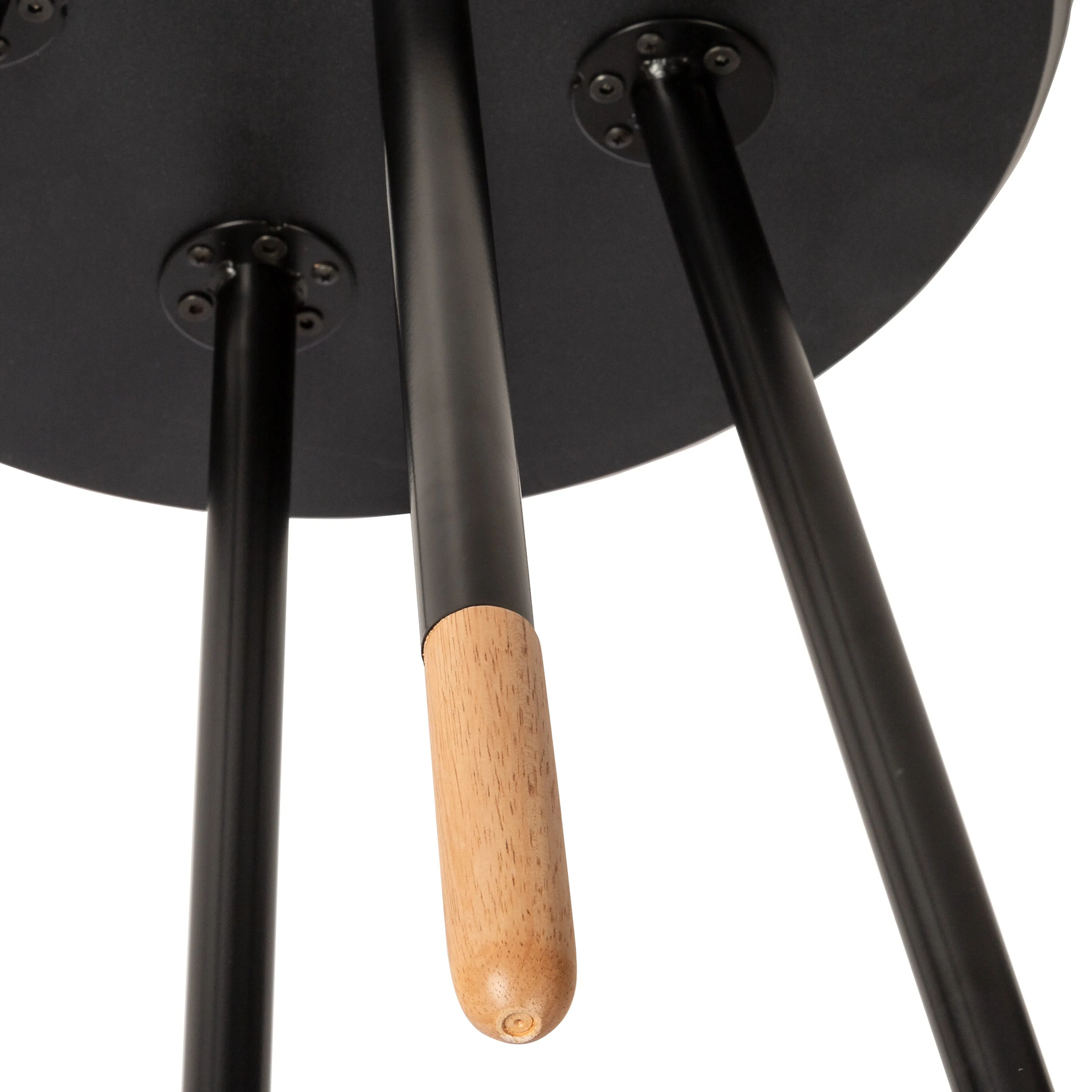 Black/Natural Round Accent End Table
