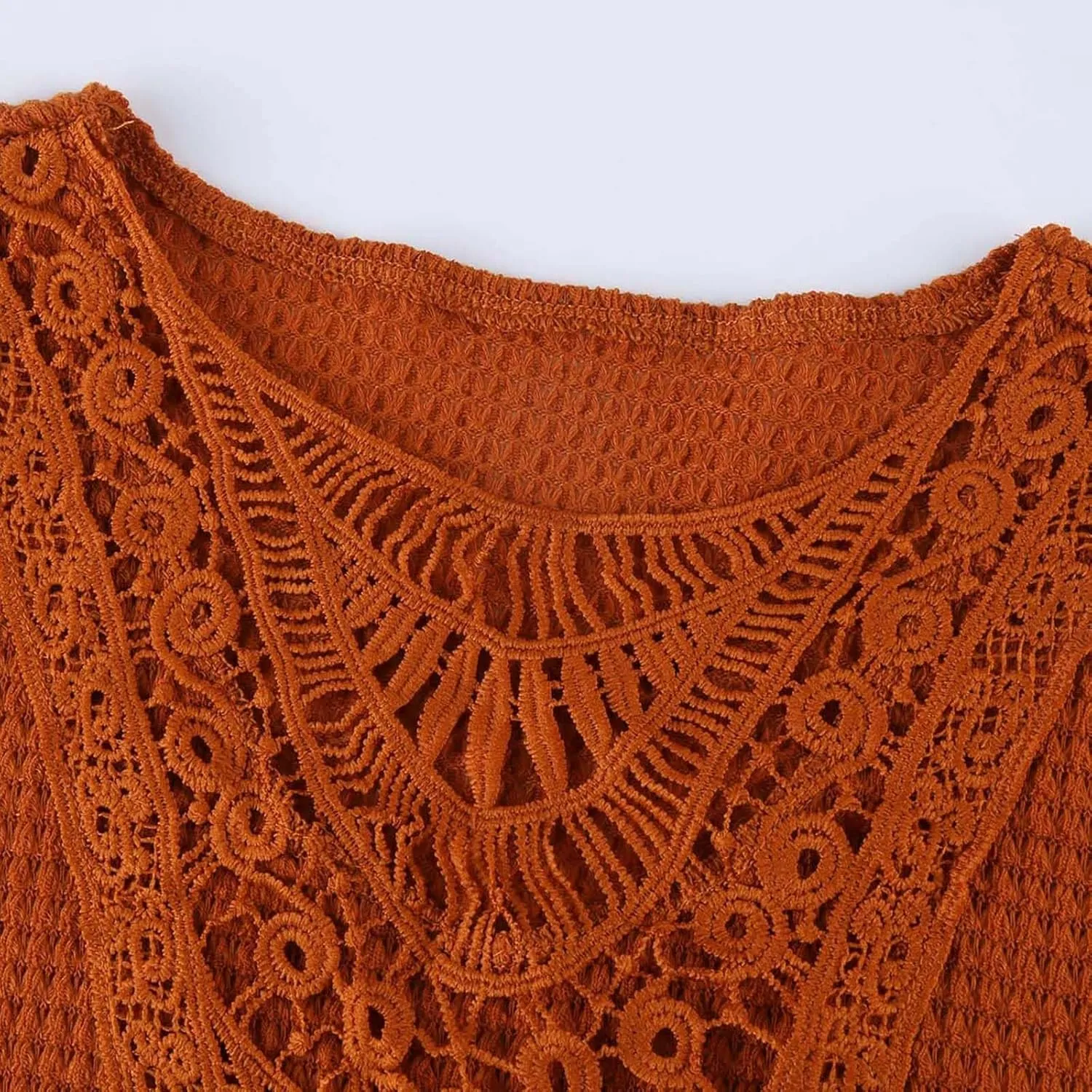 Chvity Elegant Lace Trim Knit Tunic Tops - Summer Blouse for Women, Stretchy Casual Shirt with Crew Neck & Short Sleeve