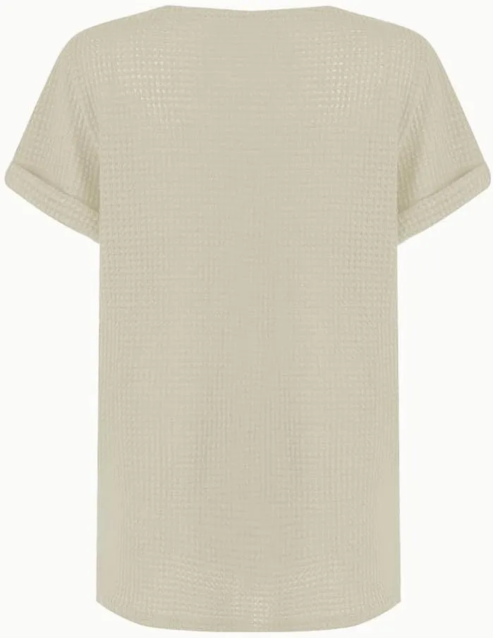 Chvity Elegant Lace Trim Knit Tunic Tops - Summer Blouse for Women, Stretchy Casual Shirt with Crew Neck & Short Sleeve