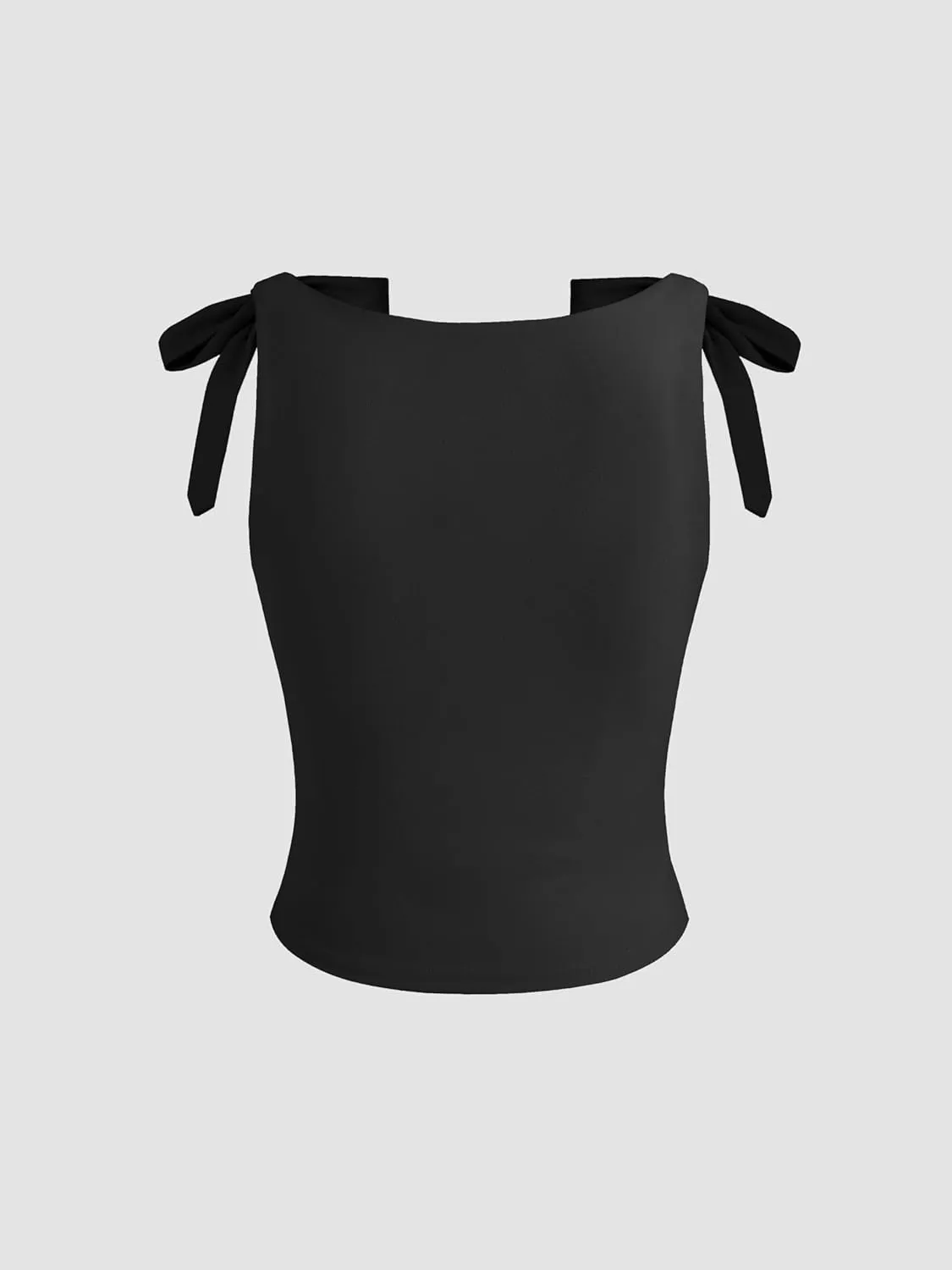 CIDER Crop Tank Tops for Women Bowknot Ruched Solid Scoop Neck Sleeveless Fitted Tops