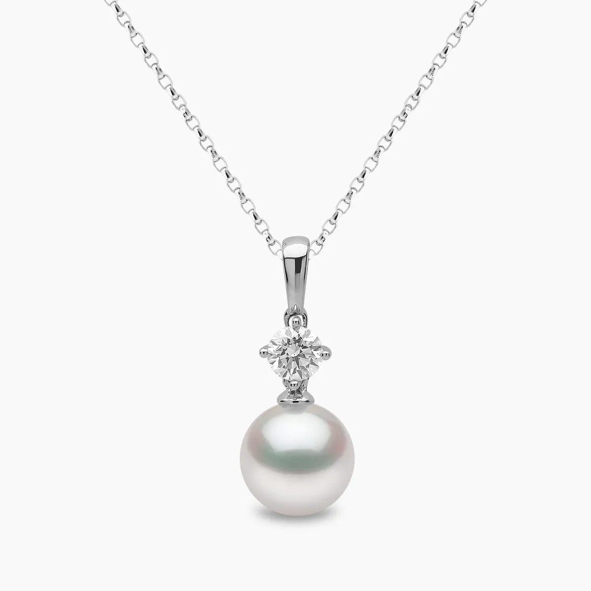 Classic 18K Gold Akoya Pearl and 0.30ct Diamond Pendant