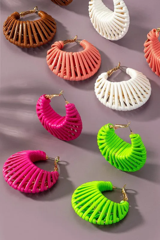 Cord Braided Cone Hoop Earrings