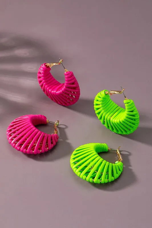 Cord Braided Cone Hoop Earrings