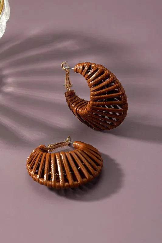 Cord Braided Cone Hoop Earrings
