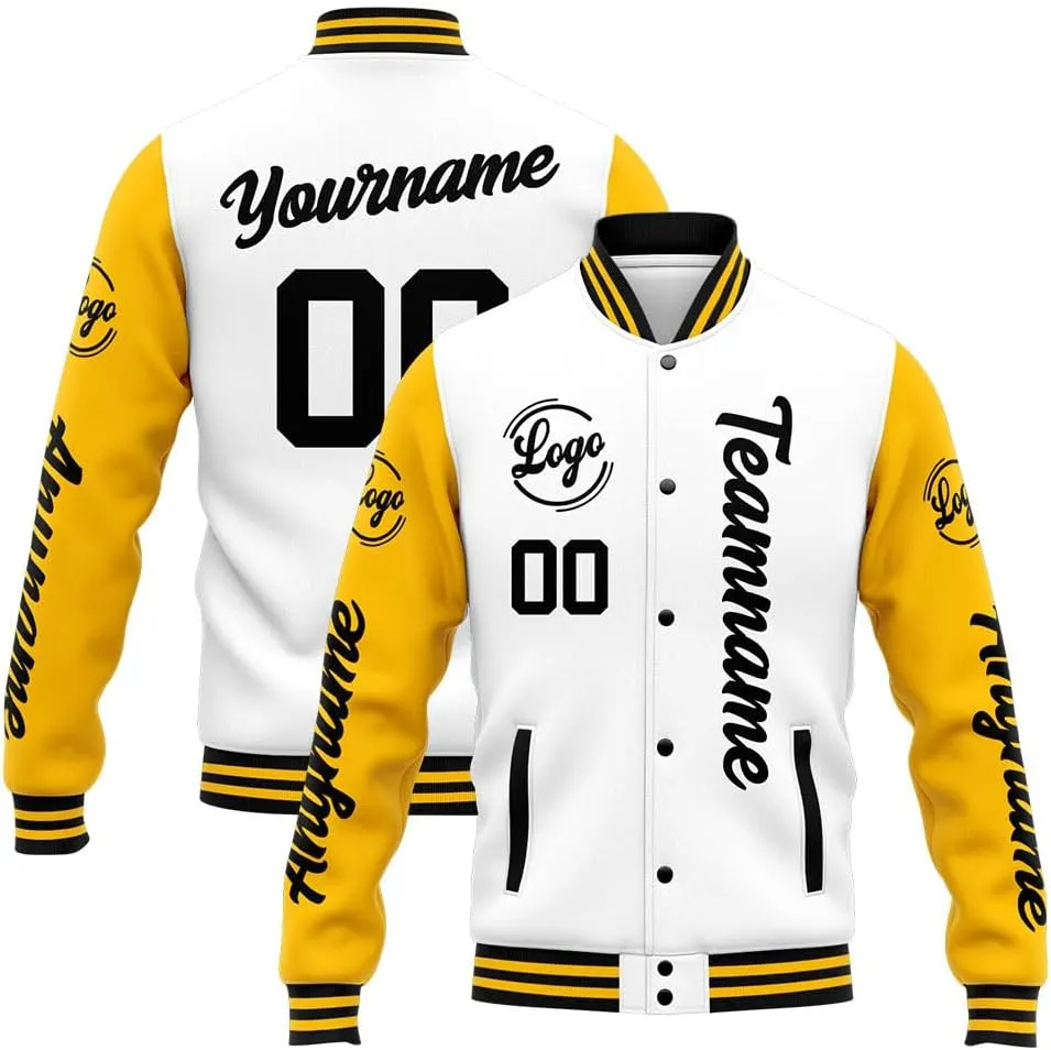 Custom Varsity Jacket for Men Women and Youth with Personalized Letterman Jacket Printed Name, Number and Logo