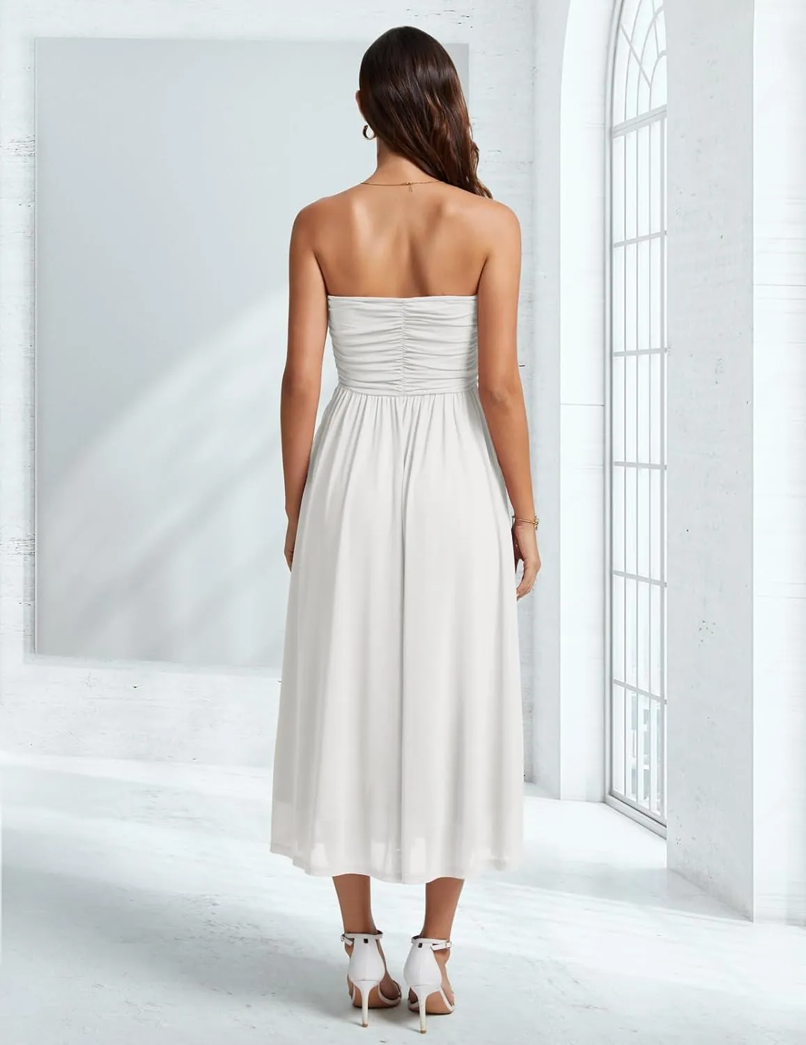 DRESSTELLS Women's 2025 Summer Casual Long Strapless Flowy Elegant Dresses