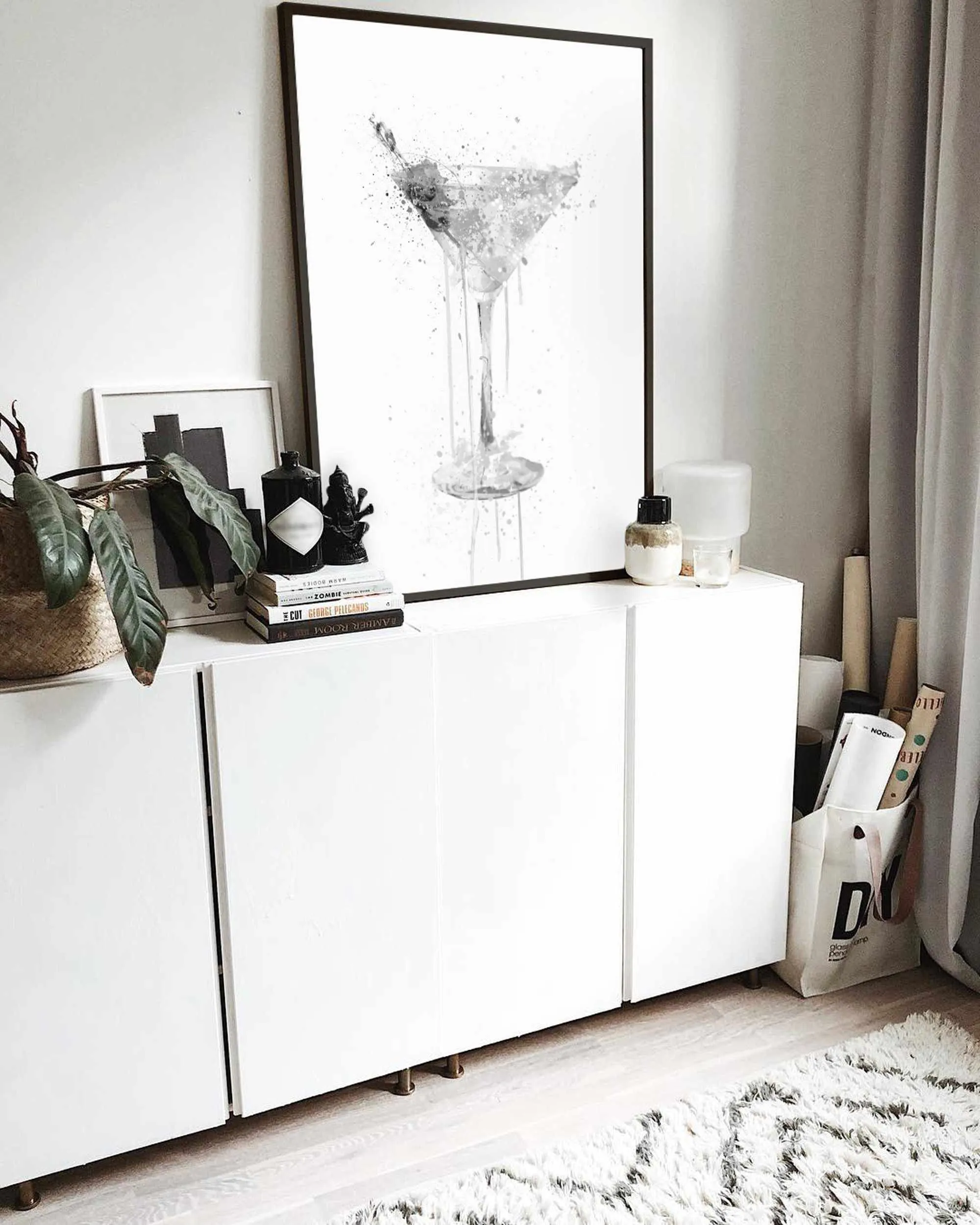 Dry Martini Cocktail Wall Art Print (Grey Edition)