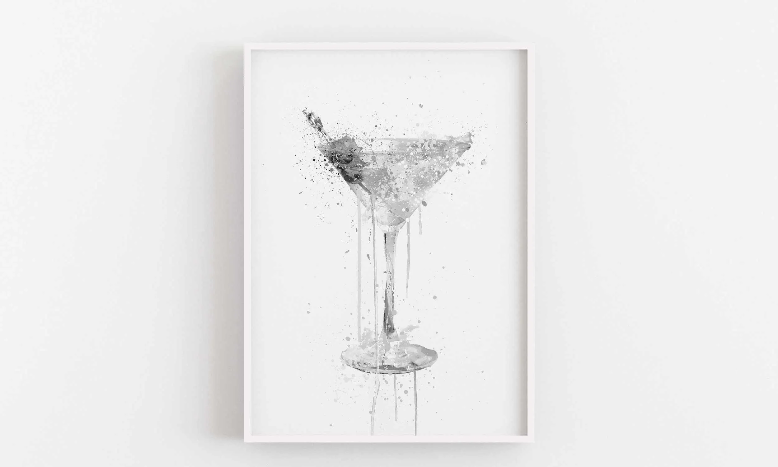 Dry Martini Cocktail Wall Art Print (Grey Edition)