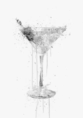 Dry Martini Cocktail Wall Art Print (Grey Edition)