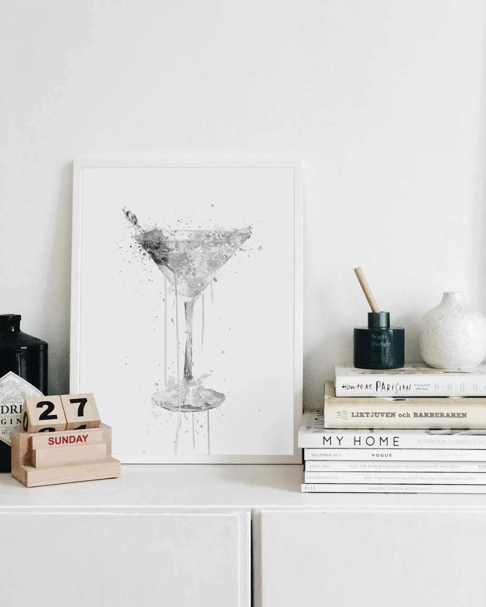 Dry Martini Cocktail Wall Art Print (Grey Edition)