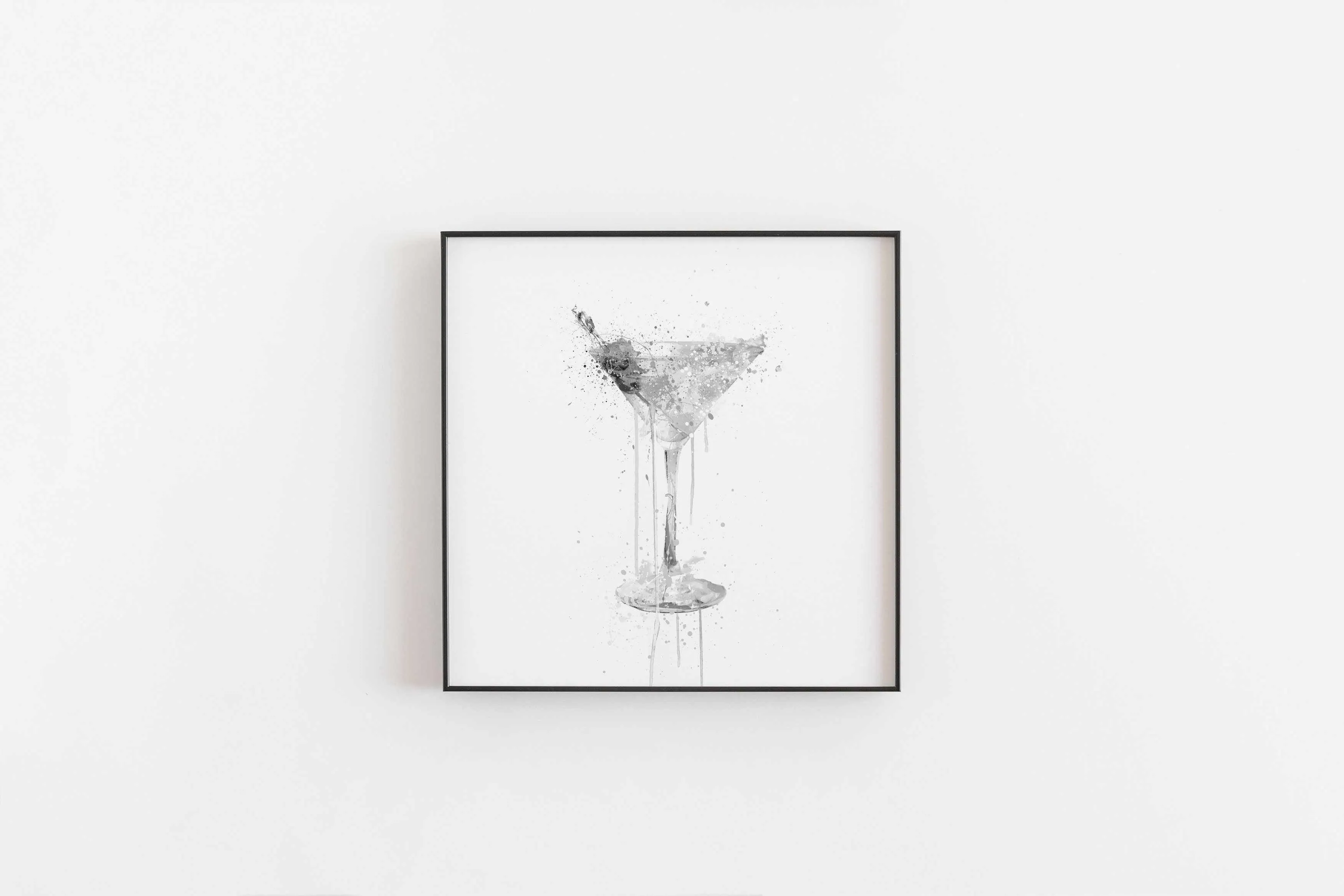 Dry Martini Cocktail Wall Art Print (Grey Edition)