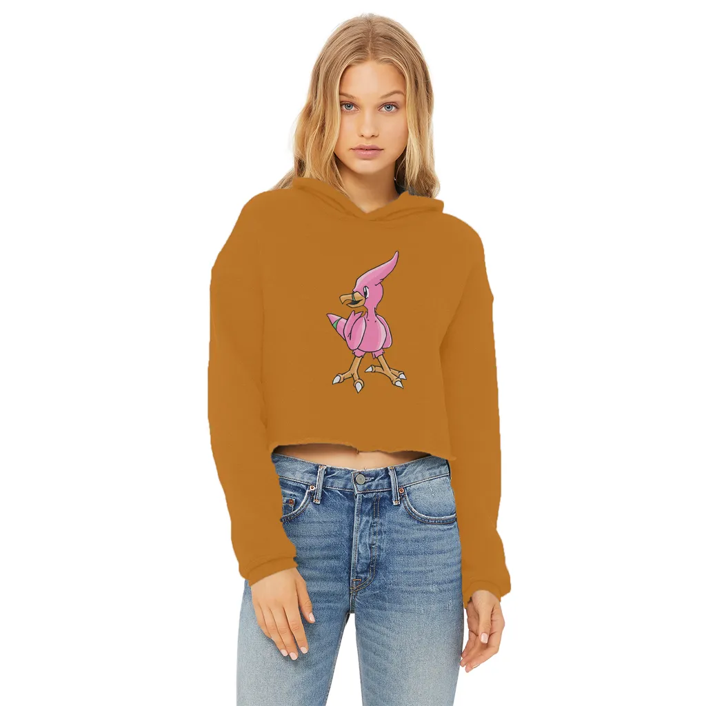 Flaryu Ladies Cropped Raw Edge Hoodie