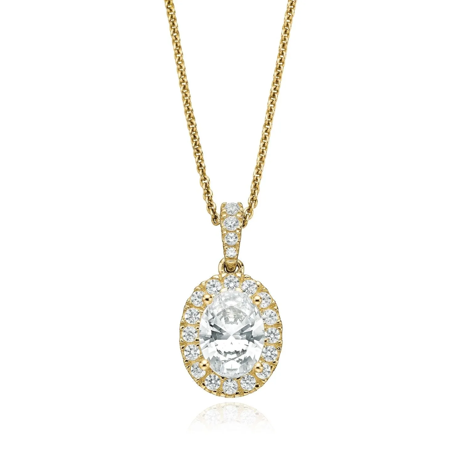 Hush 9ct Yellow Gold Oval & Round Cut 1.40 Carat tw Diamond Simulants Pendant