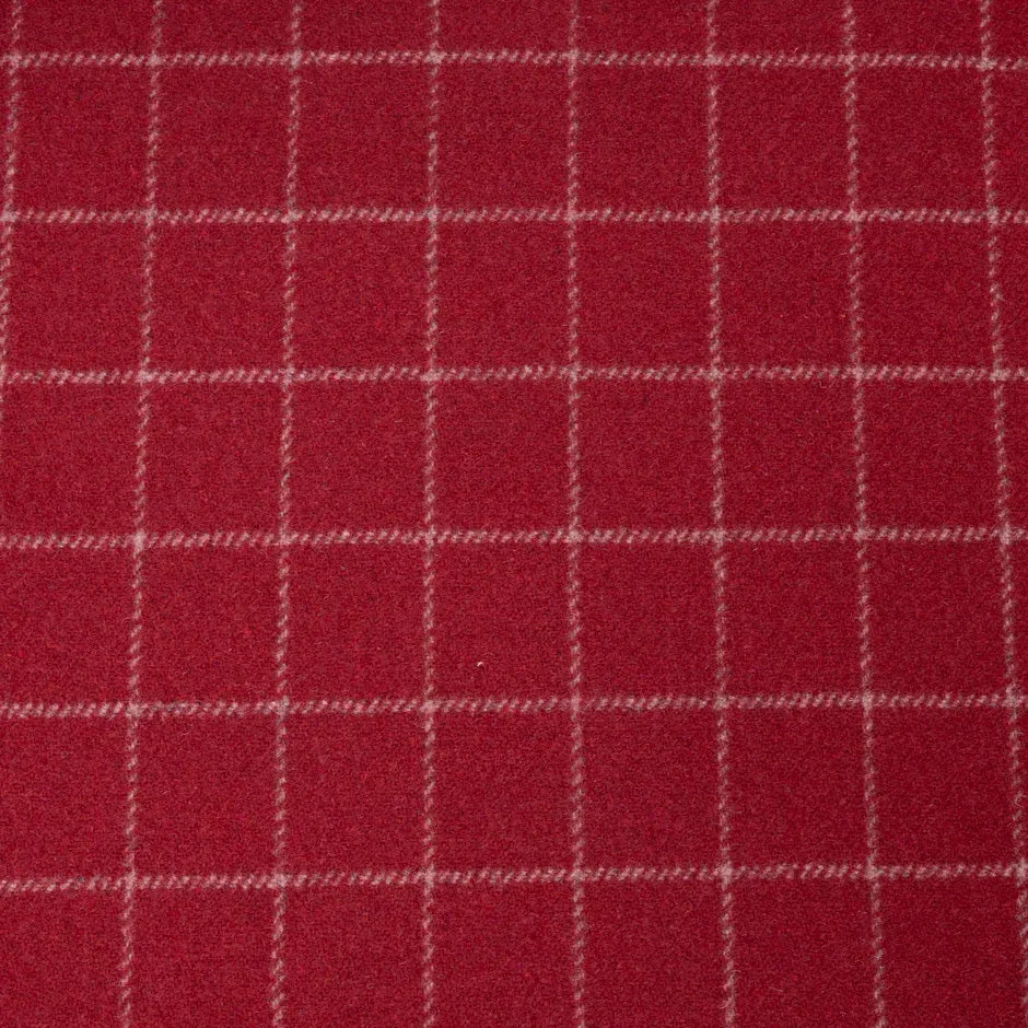 Ivory Checkered Maroon Wool Blend
