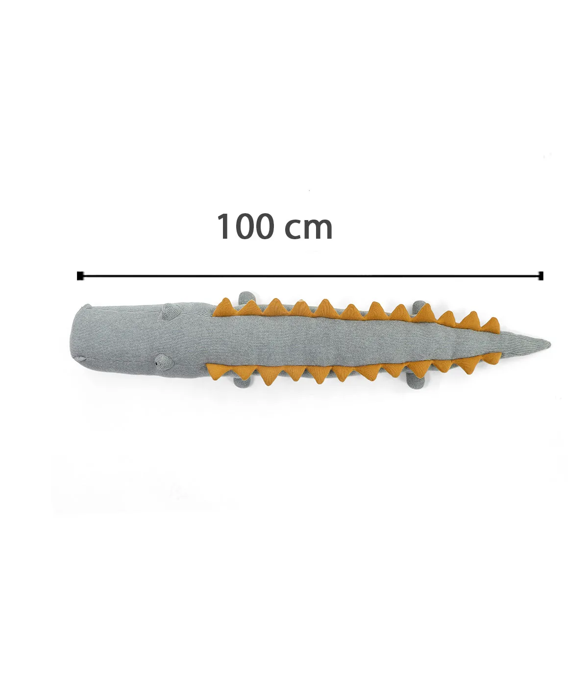 Jaws Crocodile Cotton Knitted Stuffed Soft Toy (Light Grey Mel., Pale Whisper & Mustard)