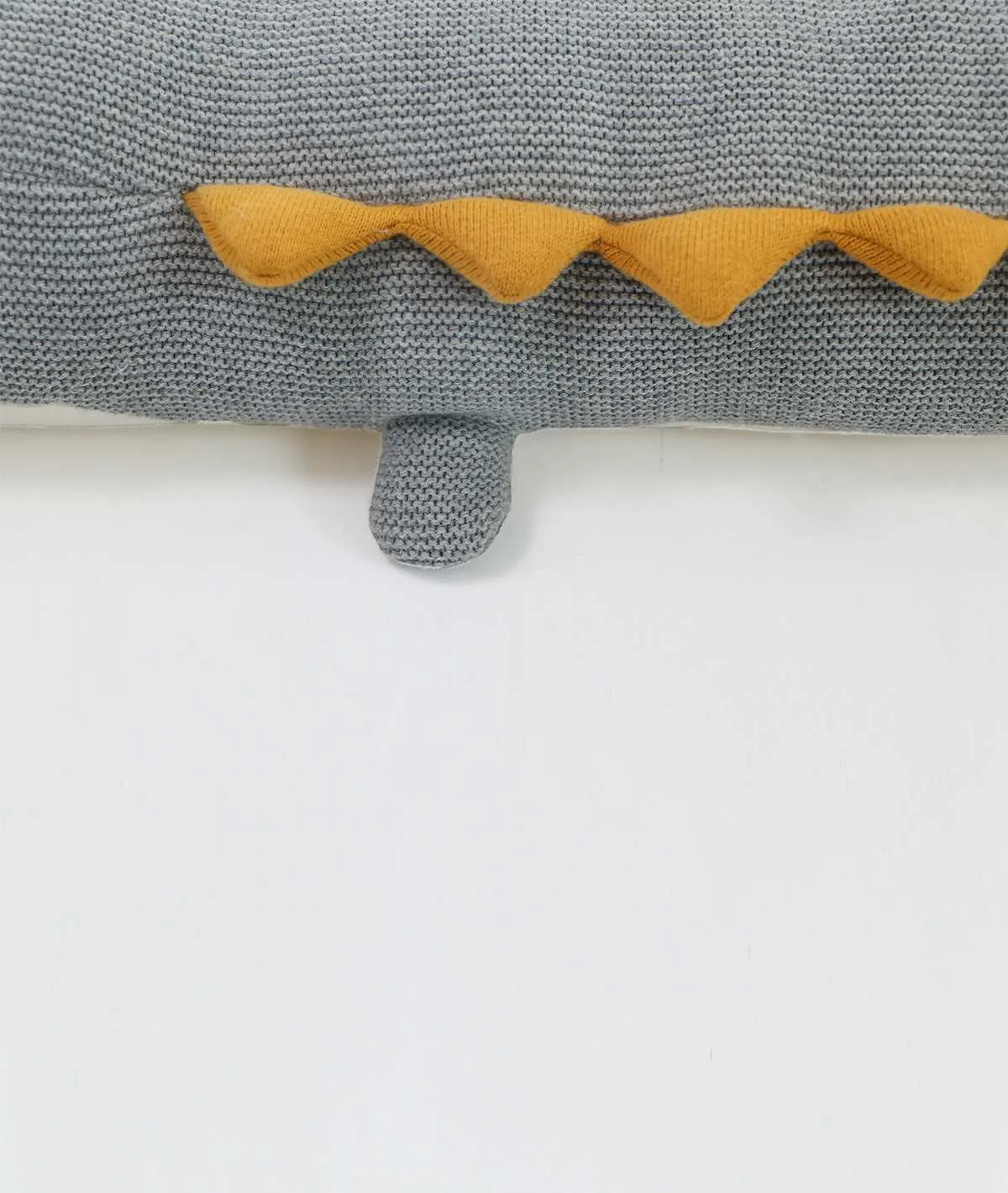 Jaws Crocodile Cotton Knitted Stuffed Soft Toy (Light Grey Mel., Pale Whisper & Mustard)
