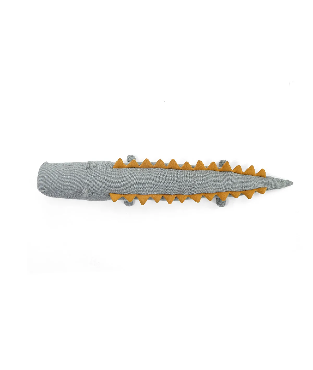 Jaws Crocodile Cotton Knitted Stuffed Soft Toy (Light Grey Mel., Pale Whisper & Mustard)