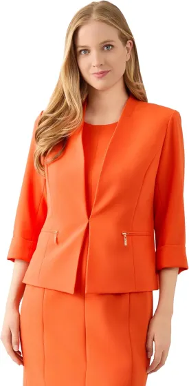 Kasper Women's Stretch Crepe Blazer with Zipper Detail