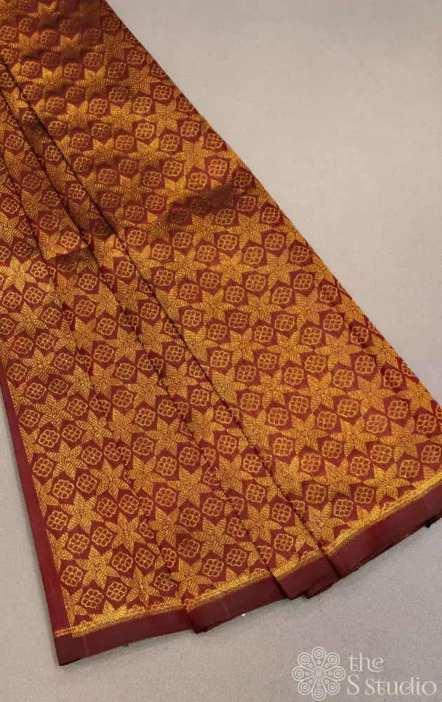 Maroon kanchi silk brocade blouse material