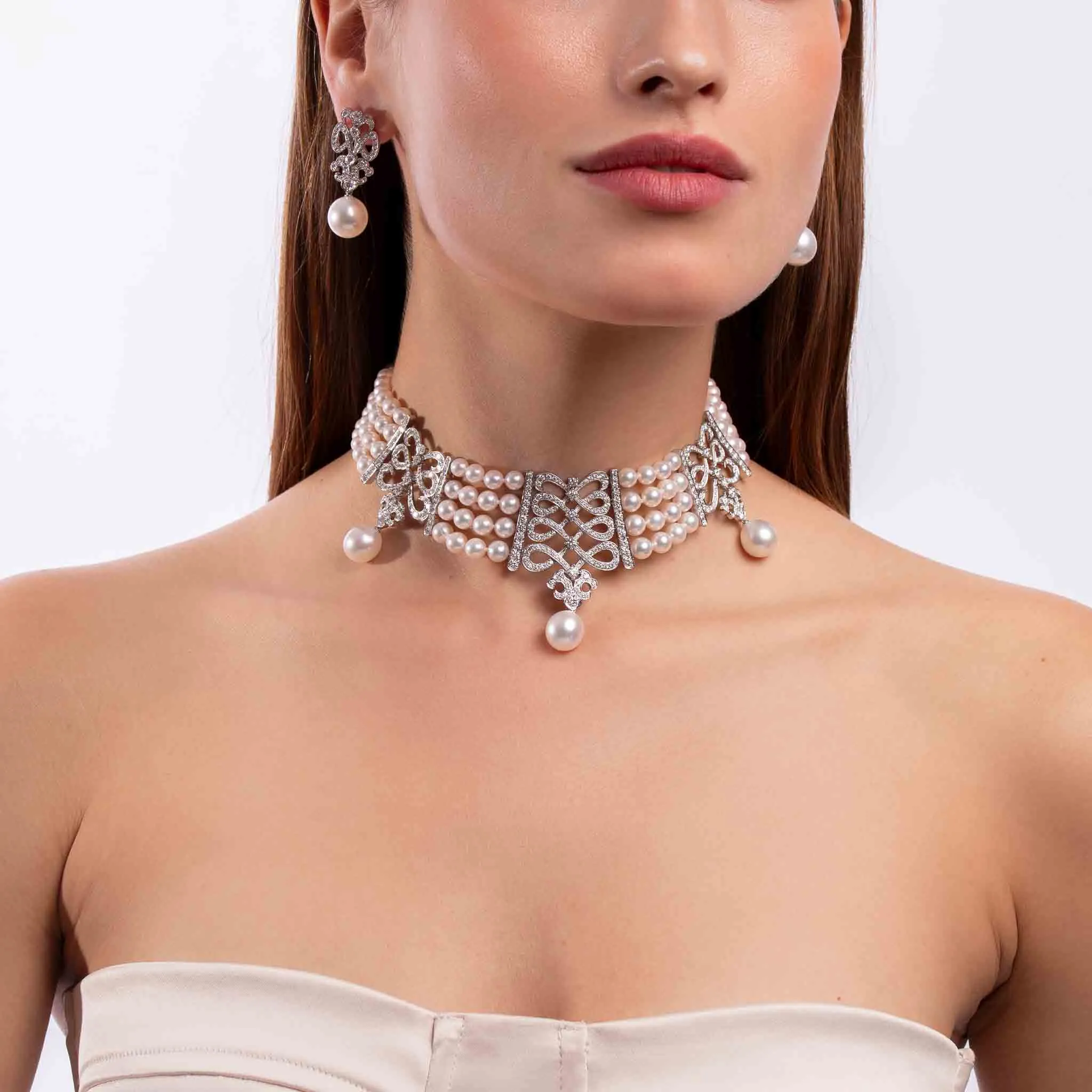 Regency 18K Gold South Sea and Akoya Pearl Diamond Necklace