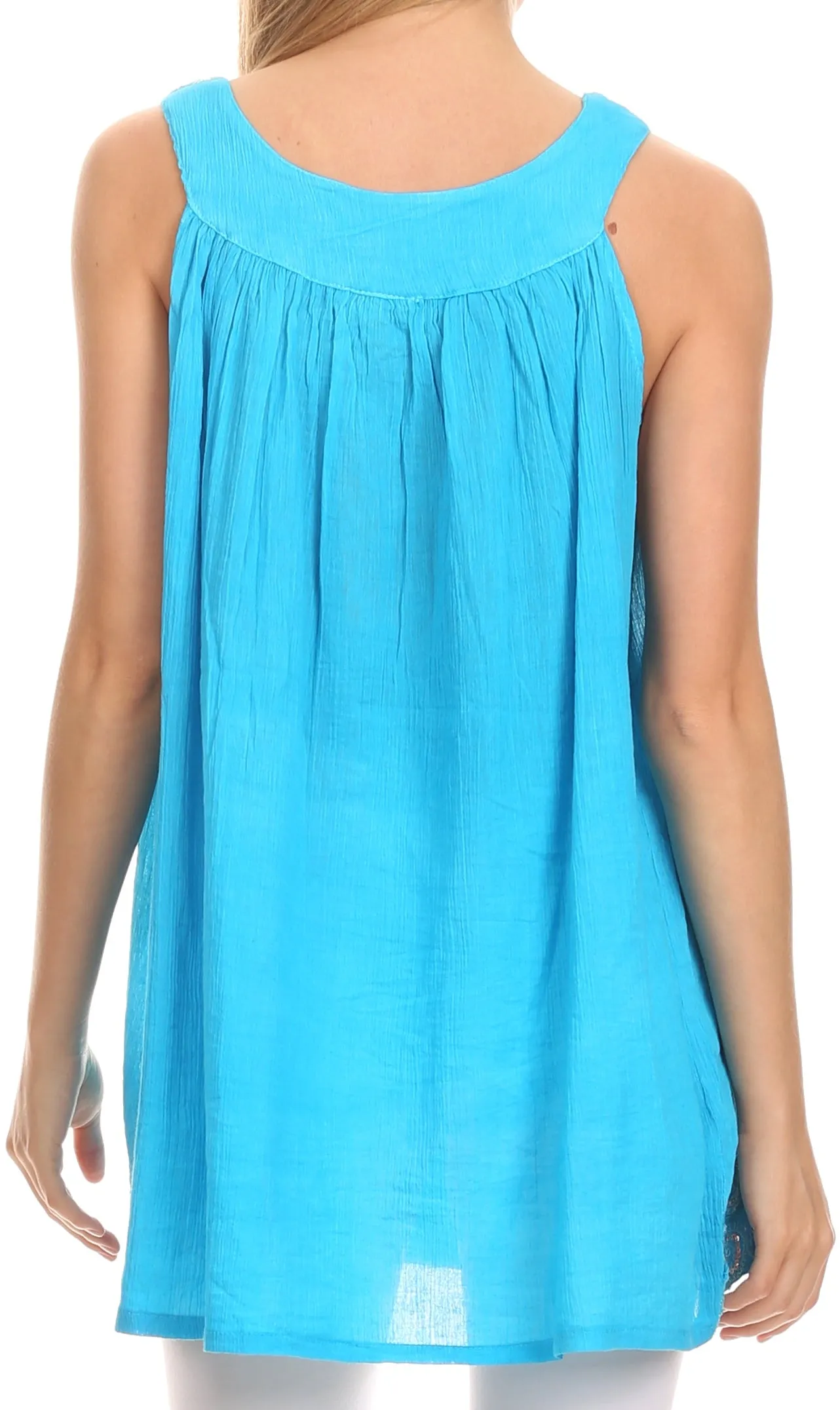 Sakkas Tyra  Sequin Embroidered Relaxed Fit Sleeveless V-Neck Top