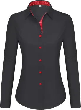 siliteelon Button Down Shirts for Women Dress Shirts Cotton Long Sleeve Shirts for Women Wrinkle Free Stretch Work Blouse