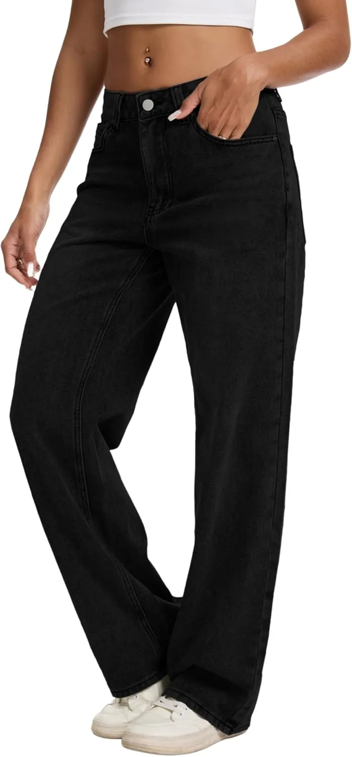 Straight Leg Jeans for Women Casual Washed Vintage Loose Fit Boyfriend Baggy Denim Pants