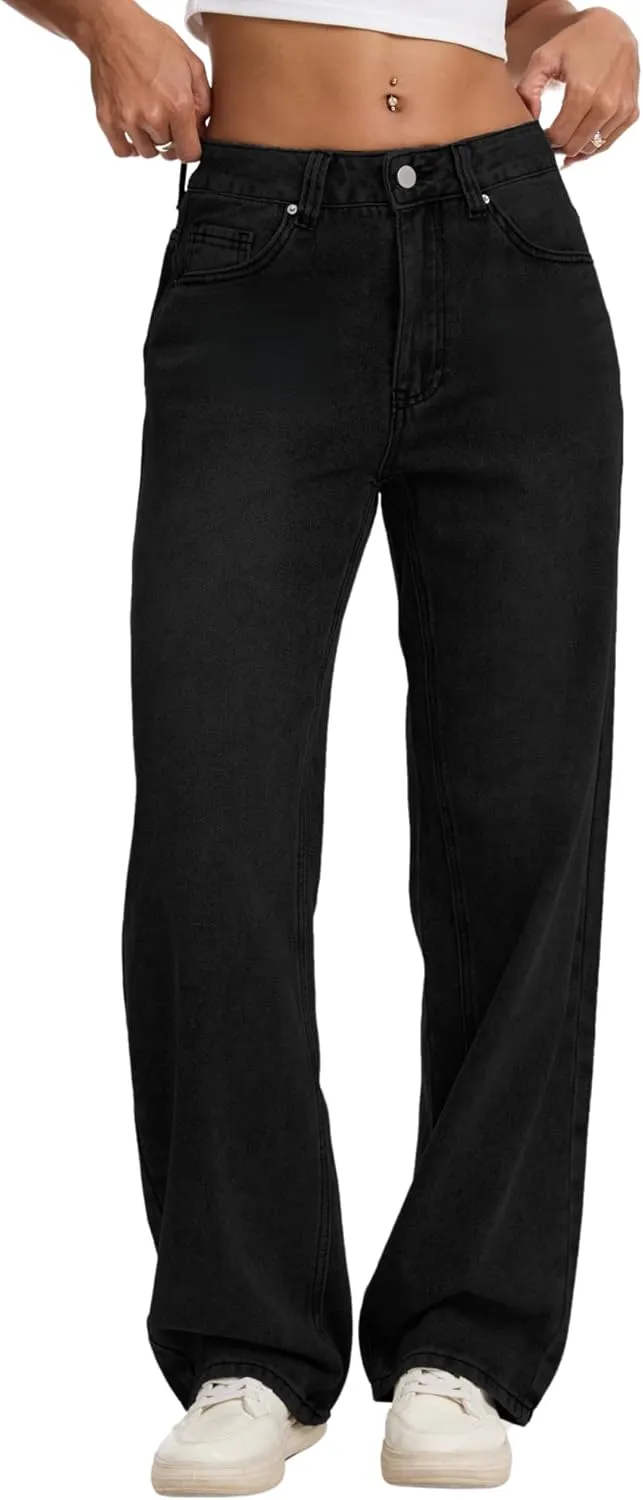 Straight Leg Jeans for Women Casual Washed Vintage Loose Fit Boyfriend Baggy Denim Pants