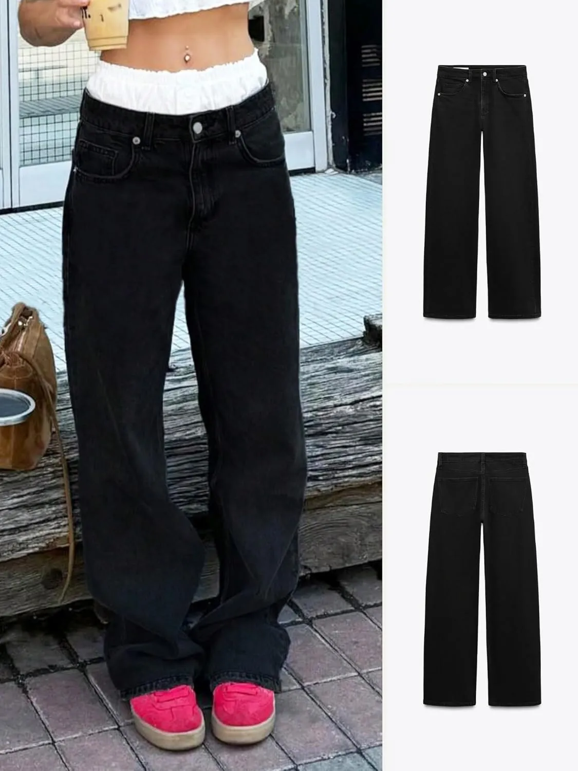 Straight Leg Jeans for Women Casual Washed Vintage Loose Fit Boyfriend Baggy Denim Pants