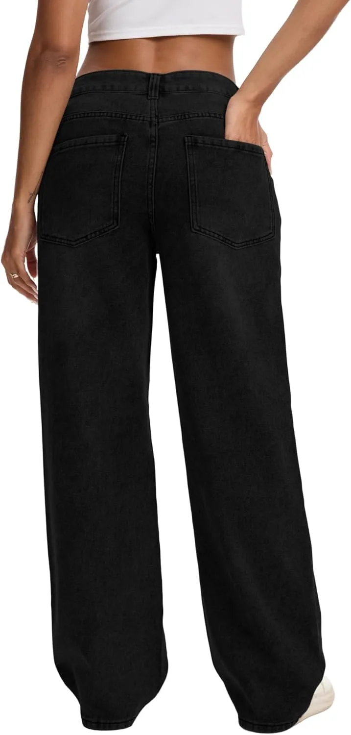 Straight Leg Jeans for Women Casual Washed Vintage Loose Fit Boyfriend Baggy Denim Pants