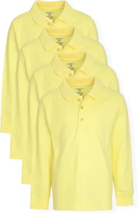 Studio 3 Boys - 4-Pack School Uniform Short and Long Sleeve Pique Polo Shirts