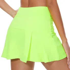 Ultrafun Women's Active Tennis Golf Skort Pleated Athletic Sports Running Skirt with Pockets and Shorts