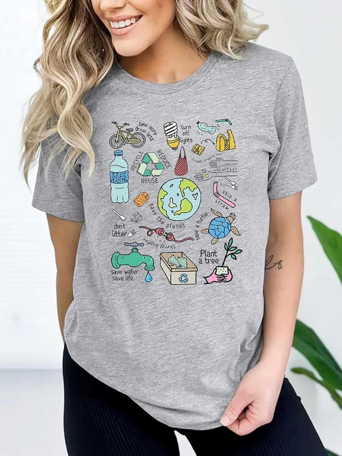 Women Earth Day Shirt Save The Planet Tshirt Protect Nature Environmental and Recycling Graphic Tee Tops