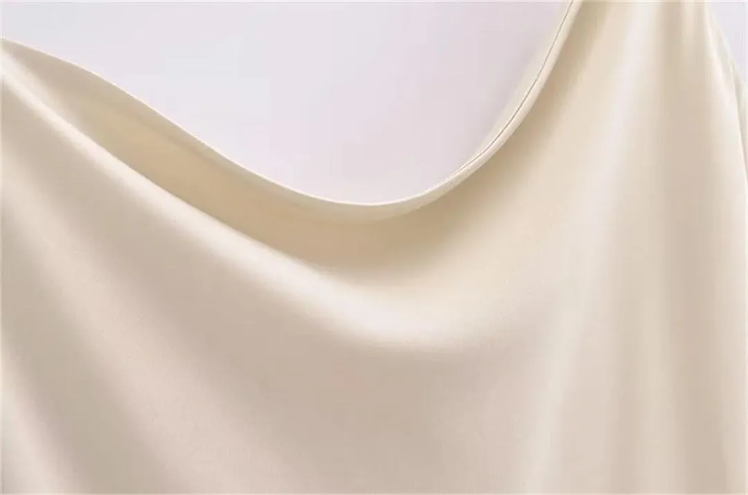 Women's Satin Slip Dress Sexy Slim Backless Strap Ankle MIDI Dress